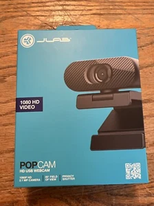 JLAB GO POP WEBCAM 1080P 30FPS PRIVACY BLACK WPOPCAMRBLK124 BRAND NEW - Afbeelding 1 van 3