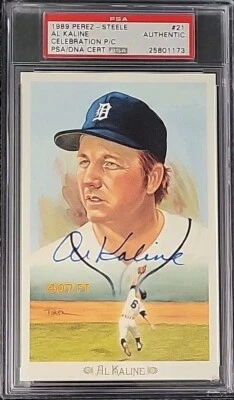 1989 Perez Steele #21 Al KALINE - PSA / DNA+++ HOF Auto Tigers - Image 1 of 2