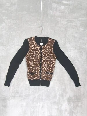 Ann Taylor sweater Women S Leopard Print Ann Cardigan Button up Pockets New - Image 1 of 4