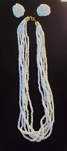 White Bead Necklace with Matching Earring Set - Picture 1 of 3