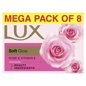 LUX Soft Glow Rose & Vitamin E For Glowing Skin Beauty Soap,150 g | Pack 8 - Picture 1 of 5
