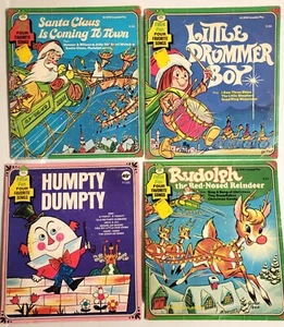 4 Peter Pan Records Little Drummer Boy Rudolph Humpty Dumpty Santa Claus Coming - Imagen 1 de 3
