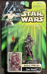 STAR WARS SAGA ATTACK OF THE CLONES ACTION FIGURE ZAM WESELL SNEAK PREVIEW BNIB - Picture 1 of 2