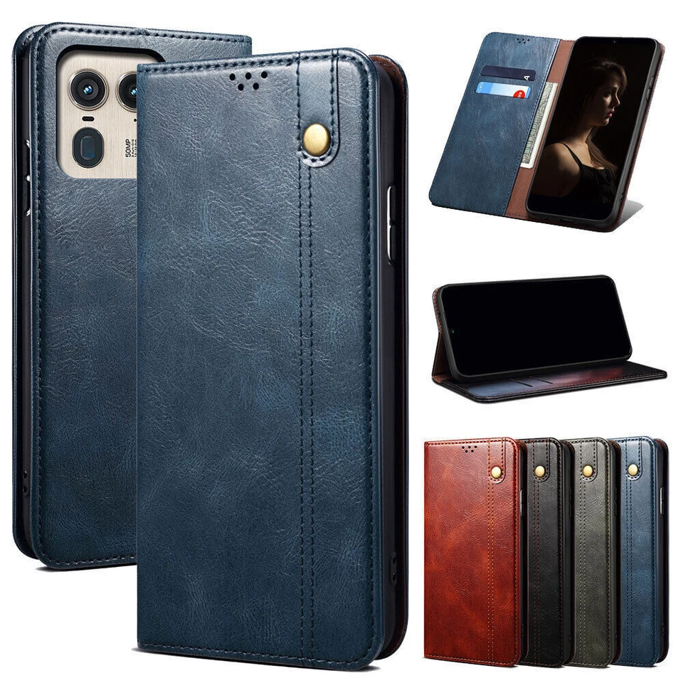 Leather Wallet Phone Case For Motorola Edge 50 Neo 40 G85 G15 G05 G04 G34 G55 - Image 1 of 4
