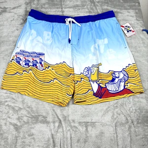 Pabst Blue Ribbon Mens Licensed Beer Board Shorts Graphic Swim Trunks - Picture 1 of 8