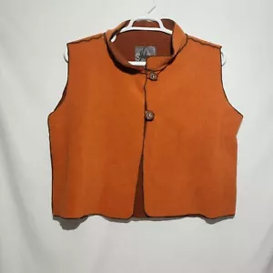 Vintage Huba Fleece Vest Shawl Clay Button Womens Medium Made in USA - Picture 1 of 7