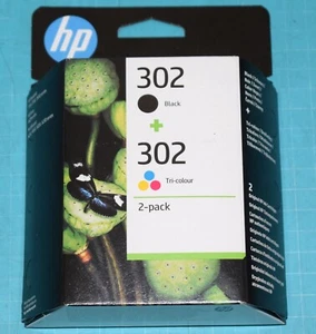 Pack de 2 cartouches d'encre d'origine HP 302 BLACK + TRICOLOR DLC 09/26 neuf - Zdjęcie 1 z 3