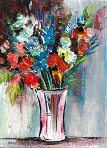 ACEO Original Painting Art Card Acrylic Painting of Flowers 100% Hand Painted