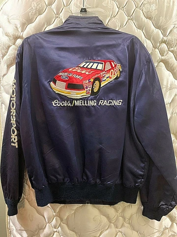 Bill Elliott #6 Coors Melling Racing Nylon Satin Sz X-LARGE Jacket FORD NASCAR🐰 Cover
