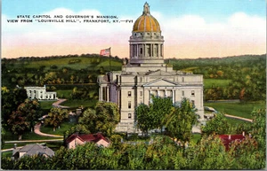 Postal de lino Frankfort Kentucky KY mansión de los gobernadores del Capitolio del Estado de los años 40 de colección - Imagen 1 de 2