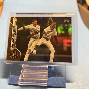 BIG AIR,BIG HAIR'2020 Topps Checklist(green refractor) BREWERS(Hiura/Gamel) #72 - Picture 1 of 2