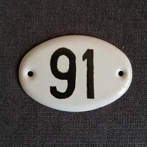 Vintage Plaque Room Number 91, Enameled Plaque Door USSR, sign Soviet Apartment - Picture 1 of 3