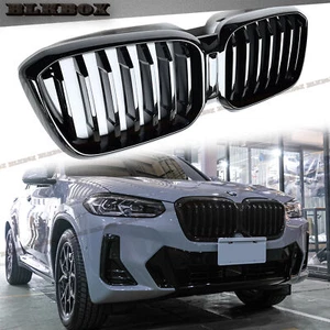 FIT BMW 2022 X3 X4 G01LCI G02LCI KIDNEY GRILLE SINGLE SLANT GLOSS BLACK CAMERA - Picture 1 of 4