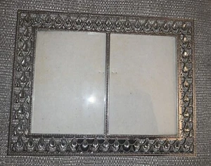 John Lewis Jewelled Teardrop Crystal Double Photo Frame - Silver Metal - VGC - Picture 1 of 4