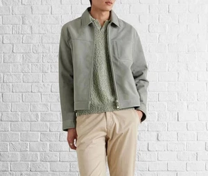 Fresh Fit Jacket: Gray suede Leather Men's Zipper Stylish leather Design - Picture 1 of 3