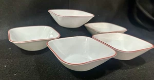 Corelle Vitrelle Happy Days Red Rim Vtg USA Made. Soup,Cereal Bowls (5) - Picture 1 of 4