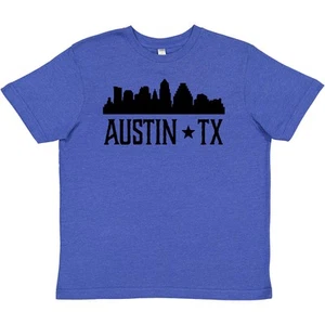 Inktastic Austin Texas Skyline Silhouette TX City Youth T-Shirt Souvenir Tee - Picture 1 of 5