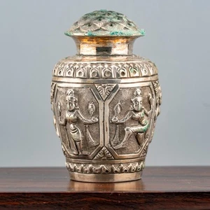 Antik Burmesisch Chinesisch Südostasiatisch Silber Hindu Vishnu Ära 19. Jahrhundert - Bild 1 von 13