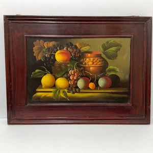 De Colección Original Tole Arte Popular Pintura Fruta Bodegón Óleo Madera Panel Marco 23X17 - Imagen 1 de 24