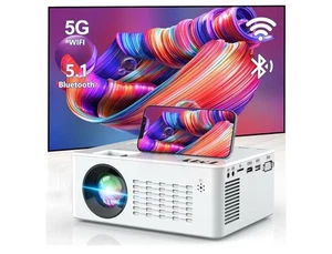  Proiettore WiFi con Bluetooth 5.1, 1080P Supportato Mini Proiettore Film,  - Foto 1 di 8