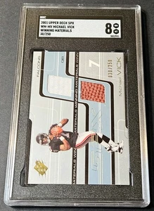 2001 SPx Winning Materials Silver /250 Jersey Michael Vick Rookie RC #WM-MV SGC - Picture 1 of 2