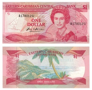 East Caribbean States Anguilla 1 Dollar (1988) - QEII/Beach Vista/p-21u UNC - Picture 1 of 3