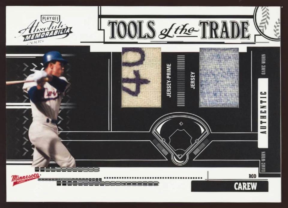Absolute Mem Rod Carew #1/1 2005 etiqueta de lavandería Prime Jersey parche herramientas comercio Foto 1 de 2