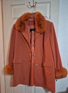 Abrigo para mujer Lily & Taylor naranja Finlandia zorro talla 22 RN#86040 - Imagen 1 de 14