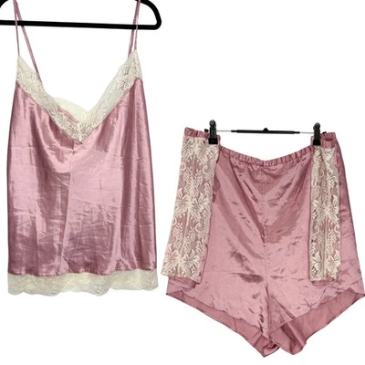 Fredericks of Hollywood Talla Grande 4X Sexy Pijama Camisola Pantalones Cortos Rosa Satinado Foto 1 de 4