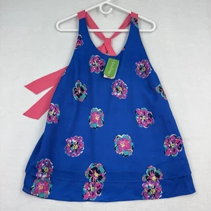 Lilly Pulitzer Maris Royce Blau Top XL Corsage Blumen Tie Back Ärmellos NEU - Bild 1 von 13
