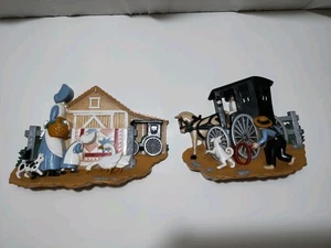 Burwood Products Amish Wall Décor Plastic Vintage 1995 Farm Scene Car Geese Dog - Picture 1 of 15