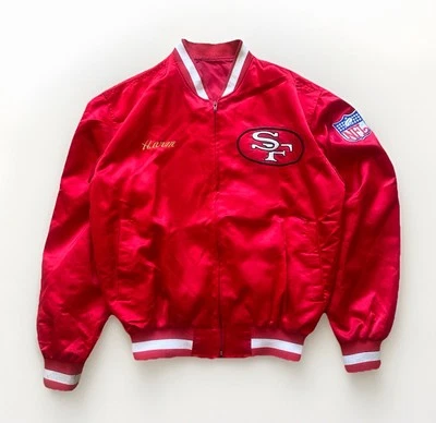RARA Chaqueta Bomber Personalizada Años 70 80 San Francisco 49ers Satén Cremallera Completa Talla XL Foto 1 de 4