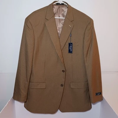 Abrigo deportivo Chaps Classic Fit Ultra Flex marrón pata de gallo para hombre talla 48R Foto 1 de 4