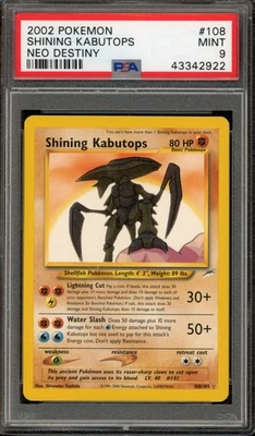 Pokemon Shining Kabutops Neo Destiny Unlimited Holo Secret Rare #108 PSA 9 Mint - Image 1 of 2