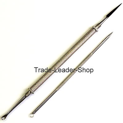 NATRA 2er Gesichtspflegeset Komedonenquetscher Mitesserentferner Milienmesser Nadel