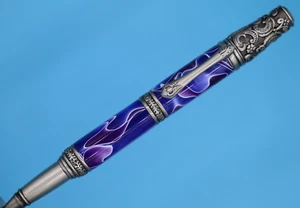 Viktorianischer antiker Drehschreiber aus antikem Zinn mit lila Regentonnen - Bild 1 von 7