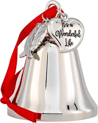 K9KING It's a Wonderful Life Angel Bell Ornament with Stainless Steel Wing & 2 Ribbons