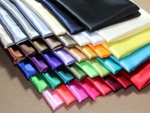 Silky Satin Fabric Plain Dress Craft Costume Lining Wedding Drape Material 58" - Picture 1 of 142