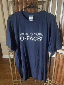 VINTAGE Three Olives Vodka What's Your O-Face Promo Tee Shirt Navy Blue Size XL - Picture 1 of 11