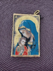 Madonna &child Gold Rosary Pouch 2 Sided Zippered Icon Cloth Case Gift Bag  - Picture 1 of 1
