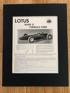 1968 Lotus Mark 51 Formula Ford Print-Ad/Matted & Ready to Frame or Hang As-Is! - Bild 1 von 1