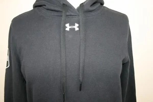 Under Armour Hoodie Womens Medium Black Hustle Fleece Sweatshirt Girl UAA Patch - Picture 1 of 6