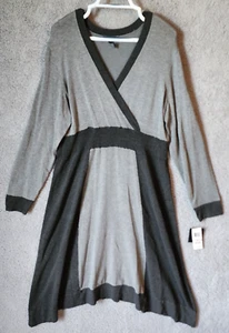 NEW Alfani Women's Long Sleeve V Neck Midi Sweater Dress Gray Size 1X MSRP $99 - Picture 1 of 12