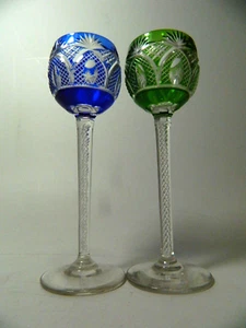 2 Römer Jugendstil - Weingläser, Luftfiligran, H. 13 ,5 cm Grün Blau - Picture 1 of 12