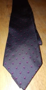 Yves Saint Laurent mens necktie dark gray/pink dots 100% silk nice 57" long - Picture 1 of 5
