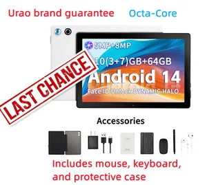 Anmesc Tablet 10 Inch Android 14 Octa-Core Tablets,10GB+64GB With Keyboard/Mouse - Picture 1 of 10