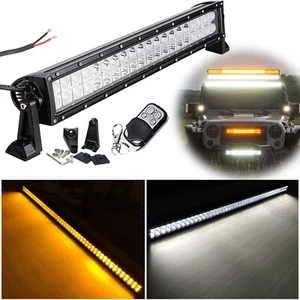 22/32/42/50/52inch Amber & White Offroad Led Light Bar Spot Flood Combo Strobe - Picture 1 of 21