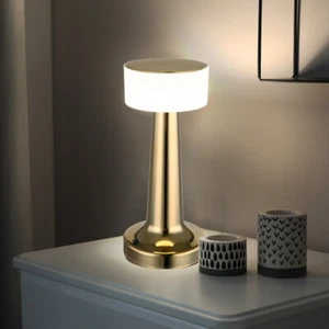 Tischleuchte Tischlampe Schlafzimmerlampe LED Touchdimmer USB messing H 21,5 cm - Bild 1 von 12