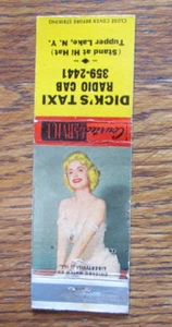 DICK'S TAXI PIN-UP GIRLIE MATCHBOOK COVER: TUPPER LAKE, NY 1960s MATCHCOVER -A24 - Picture 1 of 2