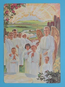 Original 1966 doppelseitiger Druck Himmel Engel treue Anhänger Christen - Bild 1 von 2